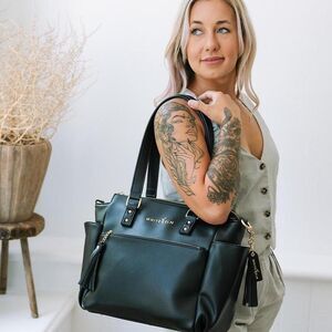 White Elm Gemini Mini Convertible Backpack Tote Black Vegan Leather Teacher